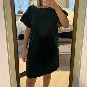 dark green velvet dress
